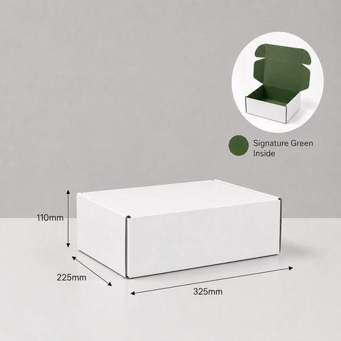 Large - White Mailing Box with Oliver Green Inside