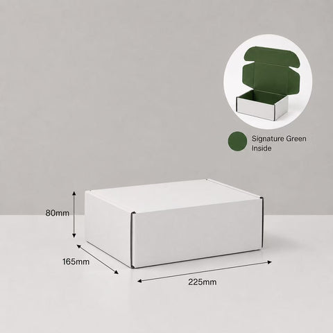 Medium - White Mailing Box with Oliver Green Inside