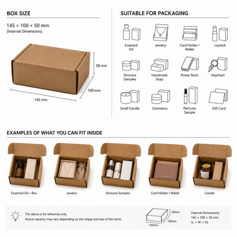 Mailing boxes dimensions and packaging suitability chart 