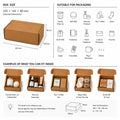 Mailing box dimensions and packaging suitability chart with examples