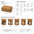 mailing  box with dimensions and examples of items it can fit, suitable for packaging various products.