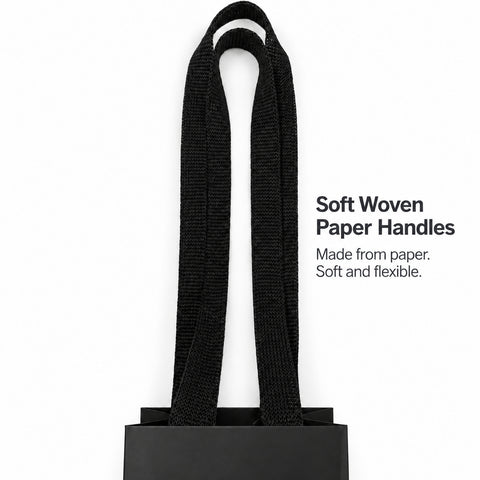 Premium 1 Bottle Wine - Black Matte Bag (Soft Woven Paper Handles)