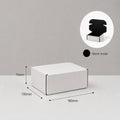 White box with dimensions and black inside