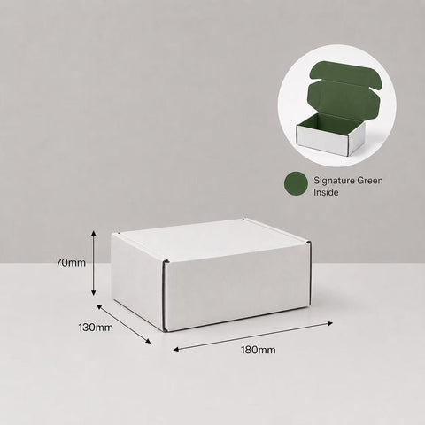 Small - White Mailing Box with Oliver Green Inside
