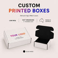 Custom printed boxes with a sample box showing black interior