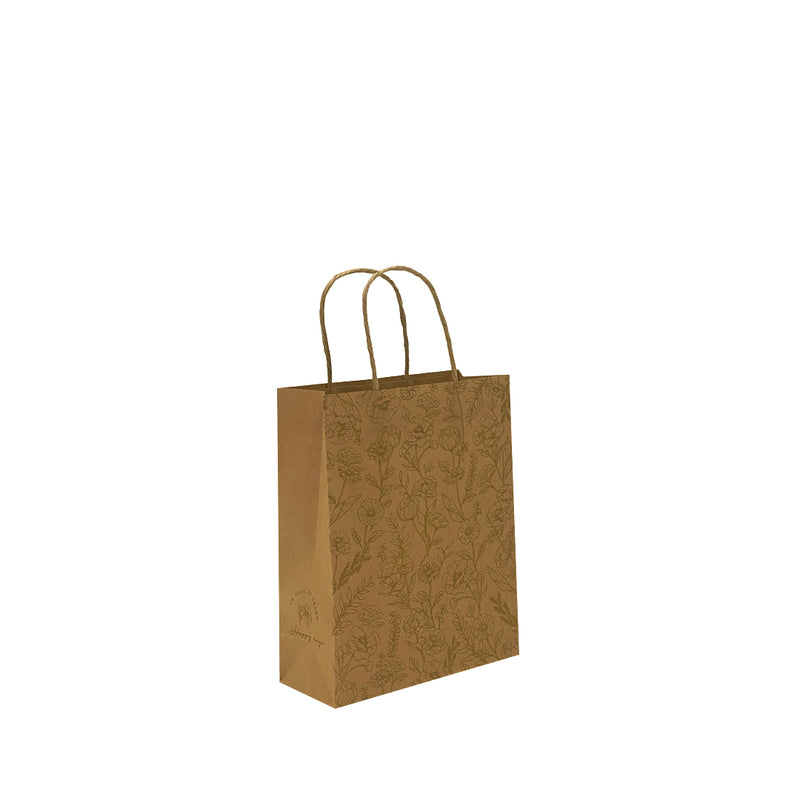 Small - Flowers Printing Brown Paper Bags